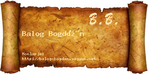 Balog Bogdán névjegykártya